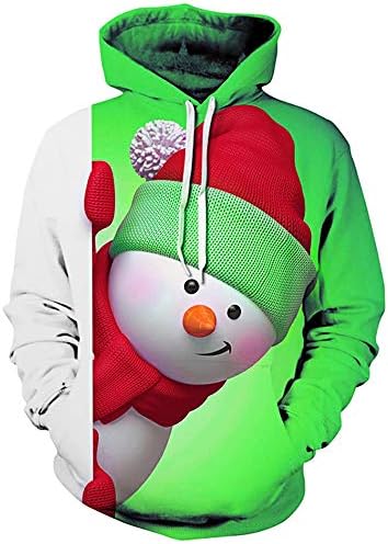 Leomodo Christmas Kangaroo Pocket Snowman 3D Print Hoodie