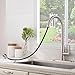 Friho Modern Commercial Lead-Free Stainless Steel Single Lever Handle High Arc Pull Down Sprayer Kitchen Sink Faucet,Brushed Nickel Pull Out Kitchen Faucets With Deck Plate