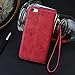 Cornmi Design for iPhone 5 Case, Premium Vintage Flip Wallet Leather Magnetic Closure Cover Skin for iPhone 5S with Card Slots, Cash Compartment and Wrist Strap (Wine Red)