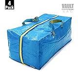 VAULTSAC Storage Bags - 4 Pack - Space Saver Bags | Garment, Clothes, Duvet Storage Bags | Plastic Bag Storage | Storage Bins | Storage Containers | Great Underbed Storage Bags (Blue 20 GALLONS)