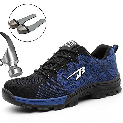 Safety Work Shoes for Men, Steel Toe Boots Womens, Lightweight Outdoor Causal Industrial Construction Sneakersï¼ŒBlue-45