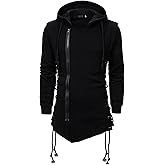 JMSUN Men Assassin Robe Hoodies Sweatshirts Gothic Asymmetrical Zipper Side Lace Up Fleece Hooded Jacket