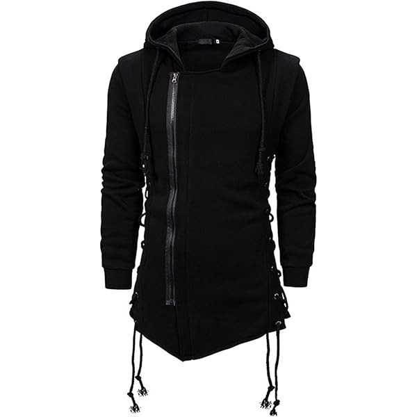 JEsilunmaMY Men's Lace Up Sweatshirt Criss Cross Side Zipper Long
