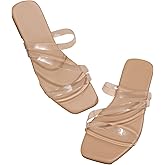 GORGLITTER Women's Clear Sandals Strappy Jelly Flat Slides Dressy Open Toe Cute Vacation Beach Shoes 2026