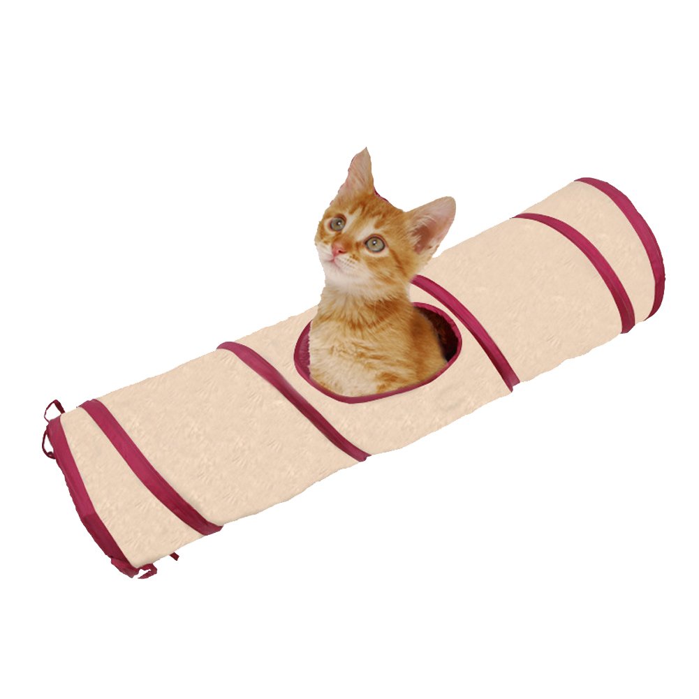 SmartyKat Crackle Chute Cat Toy Collapsible Tunnel,Red,9.5Wx35L