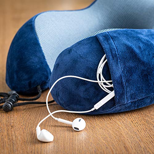Sierra Concepts Travel Pillow 100 Pure Memory Foam Neck Pillows for Airplane, Traveling, Car