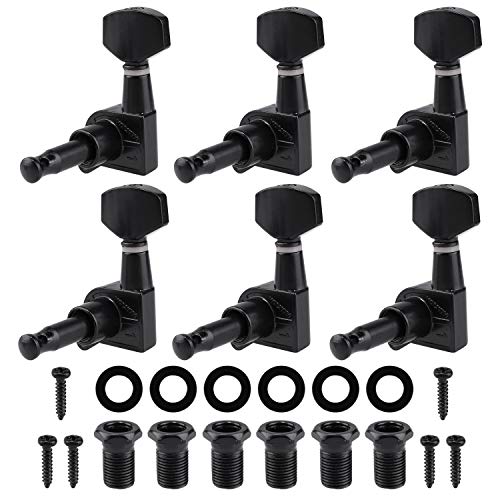 Electric Guitar String Tuning Pegs 6PCS Sealed Machine Head Right Hand Tuners for Electric Guitar, Black - Thumbnail 5