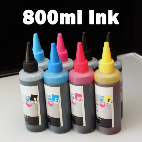 Compatible CISS Refill Ink Bottles(800ml, 100ml Per Color) for Canon Canon PIXMA Pro 9000- Black/Cyan/Magenta/Yellow/Photo Cyan/Photo Magenta/Red/Green