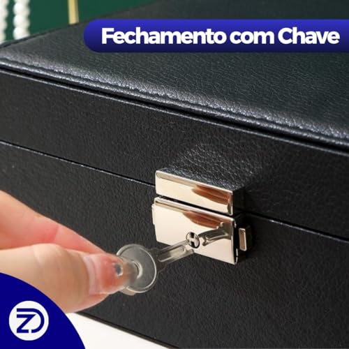 Porta Joias Dupla Camada com Chave | Organizador Multifuncional para Anéis, Brincos e Colares | Compacto, Resistente e Ideal para Viagem | Cor Branco