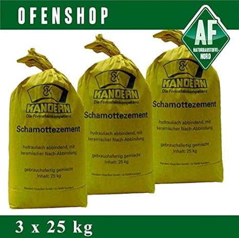 Schamottezement 3x 25 kg Kandern Schamottemörtel 1200°C