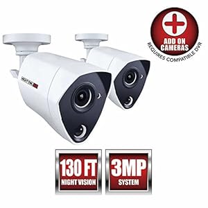 Night Owl Security 2 Pack Add-on Extreme HD 3MP Dual Sensor Wired Infrared Camera (White)