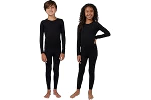 32 Degrees Heat Unisex Kids 2 Piece Baselayer Long Sleeve Crew Neck & Legging Set | 4-Way Stretch | Form Fitting | Thermal