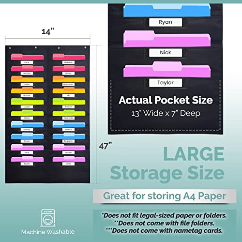 Heavy Duty Storage Pocket Chart for Classroom with 20 Nametag Pockets