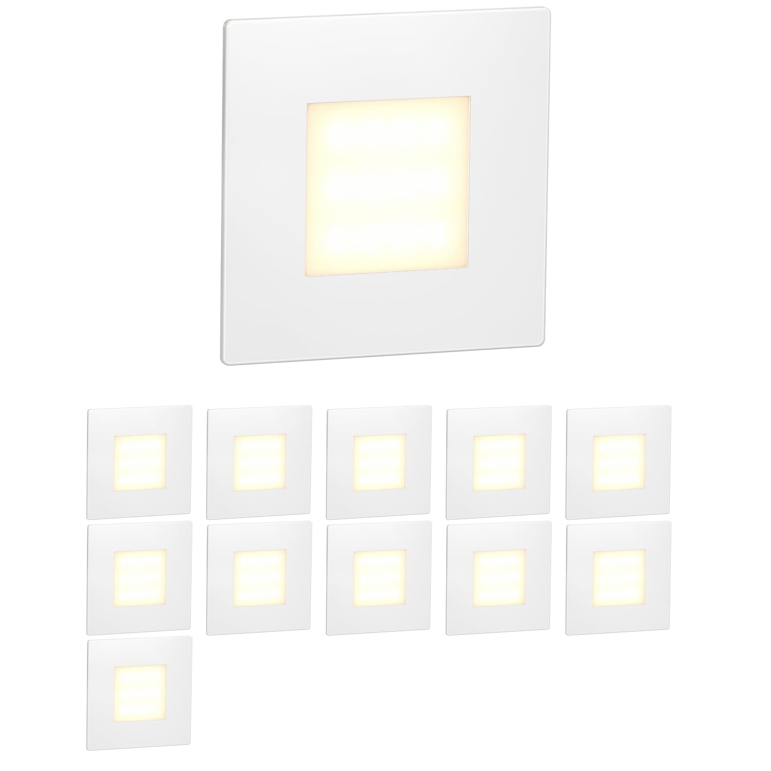 ledscom.de 12 LED Staircase Light/recessed wall Light FEX for Indoors and Outdoors, Angular, 85 x 85mm, Warm White
