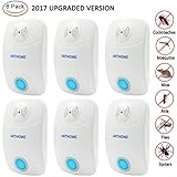6-pack Ultrasonic Pest Control Repeller, ARTHOME Electronic Plug In Best Repellent for Insects Cockroach, Rodents, Flies, Roaches, Ants, Spiders, Fleas, Mice, Rats [free Night Light] (White)