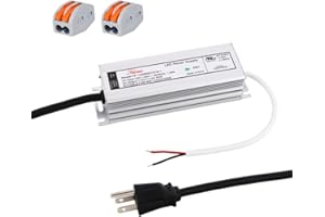 E ENERSYSTEC UL Recognized 12V LED Driver 60 Watt 12V Power Supply 12 Volt 60W IP67 Waterproof with AC Cord 3 Prong 120V to 12V DC Power Supply 5 Amp,12 Volt 60W AC/DC Adapter, 12V 5A LED Transformer