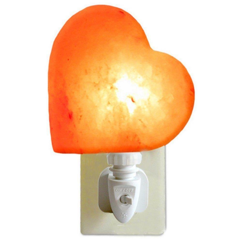 Niubity Salt Lamp,3D Heart Himalayan Pink Natural Crystal Salt Night Light with UL-Approved Wall Plug for Air Purifying, Lighting and Decoration