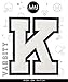 K - White on Black - 4 1/2 Inch Heat Seal/Sew On Chenille Varsity Letter