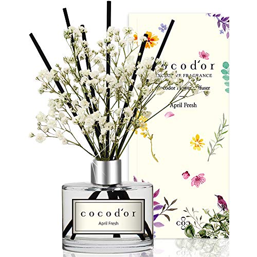 Cocod'or Preserved Real Flower Diffuser/April Fresh/6.7oz/Diffuser Oil & Sticks Set/Fragrance for Home Office Aromatherapy and Gifts