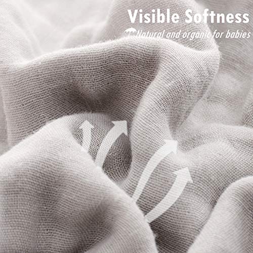 Baby Bath Washcloths by MUKIN - Muslin Face Towels for Newborn,Ultra Soft Wash Cloths for Babies | Baby Wipes for Baby Sensitive Skin | Perfect Baby Shower Gift.12''X12'' (Set of 6) Grey - Thumbnail 3