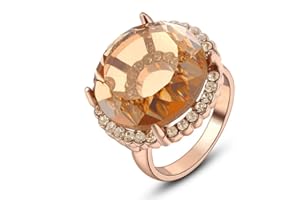 Mytys Classic Clear Big Crystal Rings for Women Chunky Statement Rings Gift Unique Design Jewelry