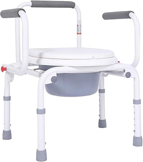 Amazon Co Jp ハンドレールを持つ高齢者 身体障害の高さ調節可能な浴室のシャワーチェアのためのコモモード椅子 ホーム キッチン