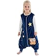 MICHLEY Toddler Sleeping Sack with Feet Newborn Infant Sleeveless Sleeping Bag 2-way Zipper Baby Wearable Blanket for Walkers,Dark Blue Owl,1-3T