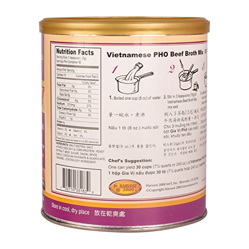 16oz Harvest Vietnamese Pho Beef Broth Mix, No MSG Added, Gluten Free