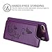 iPhone 8 Plus/iPhone 7 Plus Wallet Leather Case for Women, 3 Card Holder/ID Slots, Butterfly Flower Cover for iPhone 6s Plus - Purple