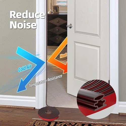 Lazybr Weather Stripping 0.39in D-Shaped Rubber Seal Strip for Doors Windows 20 Ft Self-Adhesive Door Soundproof Weatherstripping for Door Frame Window Insulation Gap Blocker Brown