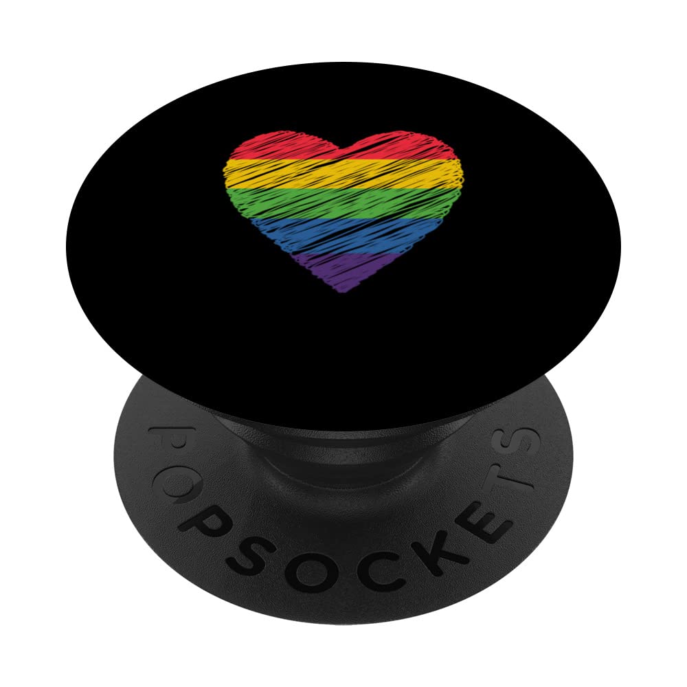 Cute Pride Heart LGBTQ Lesbian Rainbow Gay Pride PopSockets Swappable PopGrip