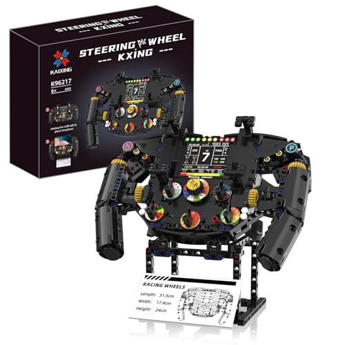 Pagotho Racing Simulator - Steering Wheel Building Game, STEM Engineering Toy with Function Buttons, Display Panel and Shift Levers, Adult Gift (A)