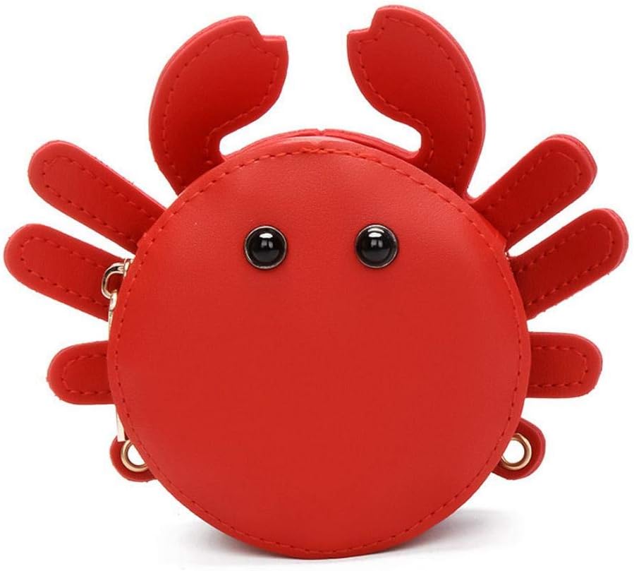 Lovely Crab Kids Shoulder Bag Crossbody Purse Mini Messenger Bag Adjustable for Children Toddler Baby Girls (Red)