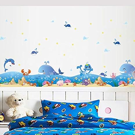 TTBH Dibujos Animados de Bricolaje Azul Océano Dolphin Marine Border