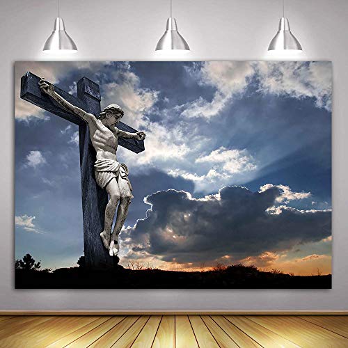 MME 7 x5ft Christian Background Cross Crucifixion Sculpture Background Christian Background for YouTube Documentary Background GEME246