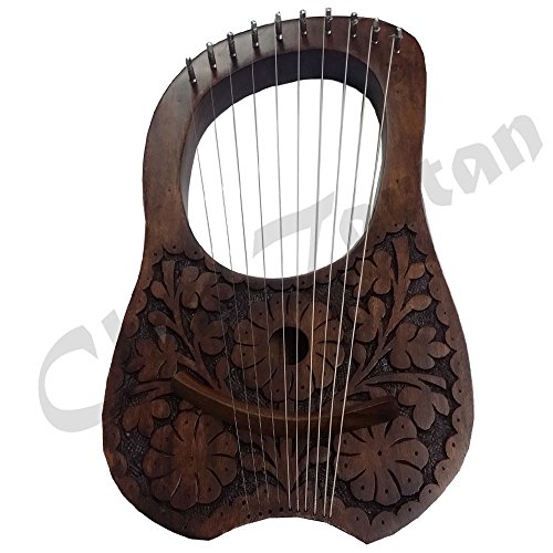 Lyre Harp 10 Metal String Instruments Shesham Wood/Lyra Harp/Lyre Harfe/Case