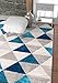 Well Woven Isometry Blue & Grey Modern Geometric Triangle Pattern Area Rug 3'3 x 5 Soft Shed Free Easy to Clean Stain Resistant