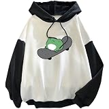 thumbnail image 2 of Buy Wrenpies Frog Skateboarding Casual Sweatshirt Women's Pullover Long Sleeve Turn Down Collar With Pocket Tops For Teen Girls, Green, Medium At 2 of 13