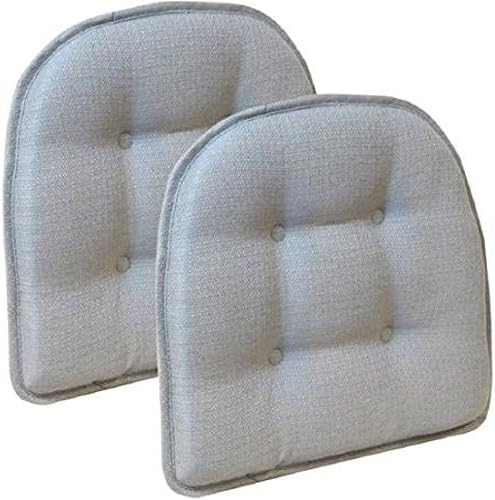 Contemporary Look Gripper Non-Slip 15" x 16" Omega Gray Tufted Chair Cushions, Set of 2