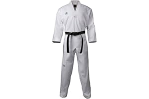 MOOTO Korea Taekwondo Challenger Uniform (Black,White V-Neck) Martial Arts Karate Hapkido Team Demonstration Gym