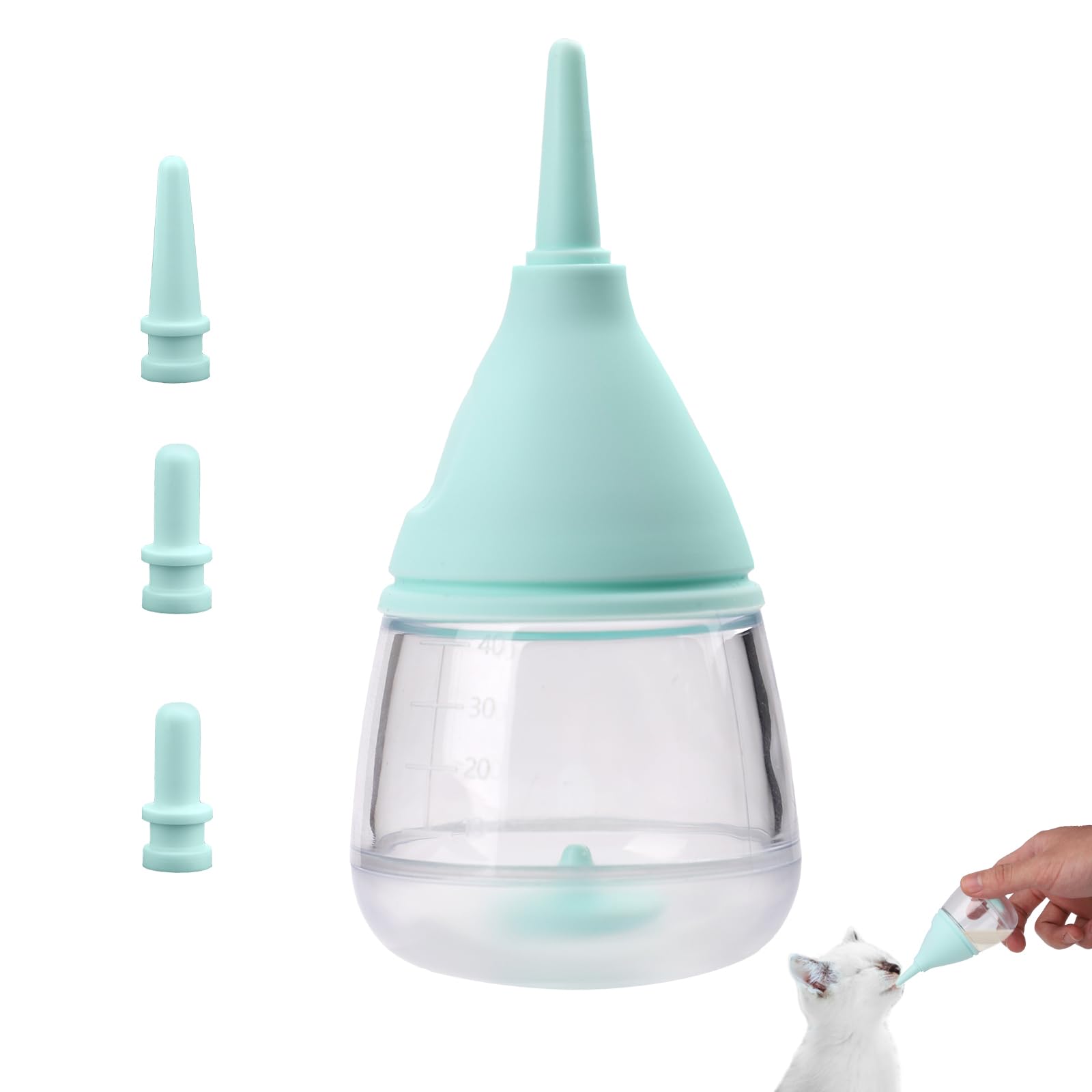 lasuroa Kitten Bottles for Nursing, with 3pcs Replaceable Silicone Nipples Puppy Nursing Bottles Anti-Choking Reusable Kitten Bottle Feeding Kit Feeder Accessories for Newborn Pets