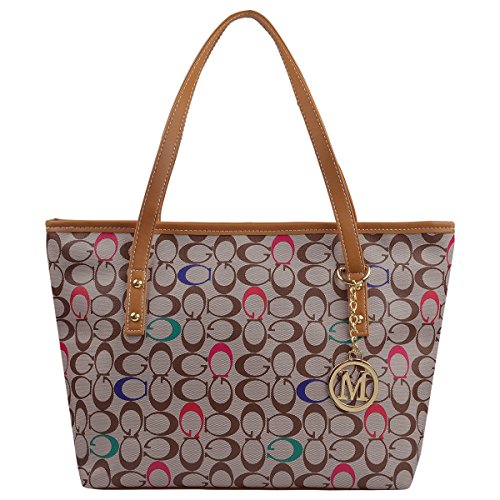 Micom casual signature printing pu leather tote shoulde…