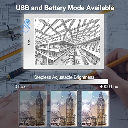 LitEnergy Rechargeable Battery Powered Tracing Light Box, UltraThin Adjustable USB Power