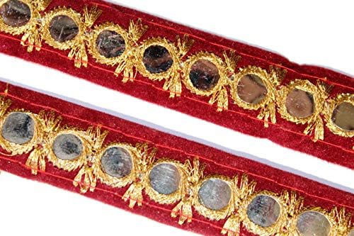 Idukaancrafts Indian Maroon Embroidered Trim 09 Yd 0.9" Wide