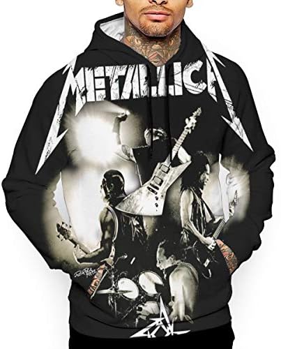 Lixue Metallica Band Thrash Metal Guitar Men Graphic Hoodie Novelty Pullover Hooded Sweatshirt with Pockets