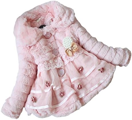 Kids Baby Girls Fleece Coat Winter Warm Jacket Outerwear (3 Years, Pink)