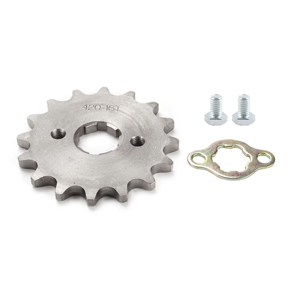 Photo 1 of 16t 17mm Chain Sprocket with Retainer Plate Motorcycle Front Sprocket Gear fits for 50cc 70cc 90cc 110cc 125cc 140cc 160cc Engine Pit Dirt Mini Bikes Go Kart Trail Quad ATVs 4 Wheeler Moped(1 set)