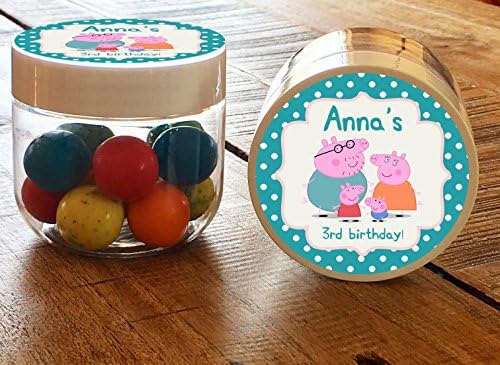 Set of 6 - Peppa Pig Label Favor Jars // Birthday Party Favors // 6 oz Plastic Favor Jars // Peppa Pig Favors // Pepppa Pig Label // Kids Birthday Favors