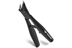 VANWIN Ingrown Nail Clippers, Slant Curved Blade Nail Clippers for Men Thick Ingrown Toenails with 33mm Wide Jaw Opening, Heavy Duty Stainless Steel Toenail Clippers for Seniors Thick Toenails Black
