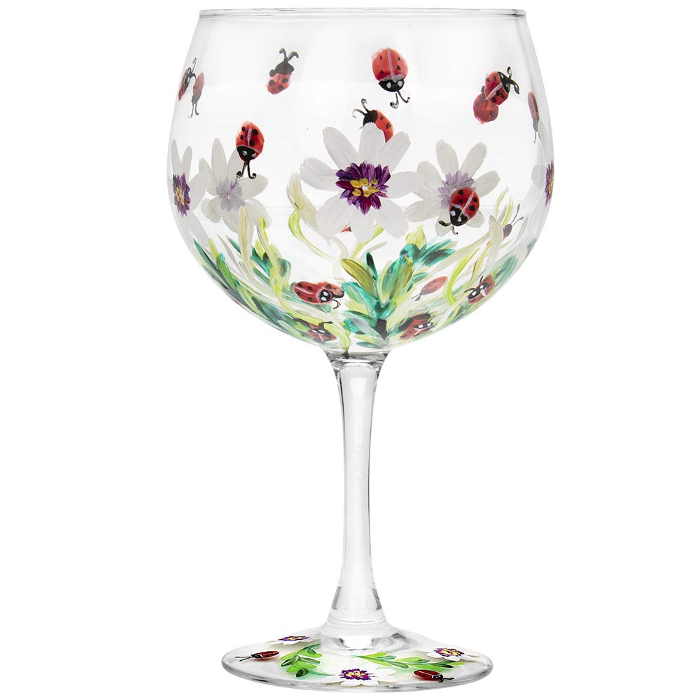 The Leonardo Collection Hand Painted Ladybird Gin Glass by Lynsey Johnstone with Gift Box, Multicoloured, JNS_475167